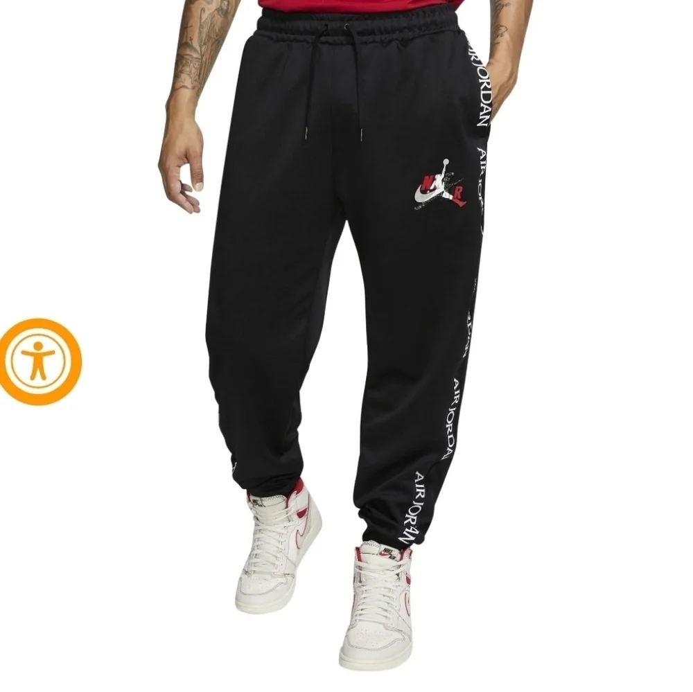 NIKE AIR JORDAN Jumpman Classics Tricot Warm-Up Pants Sid Stripe Black Mens XL